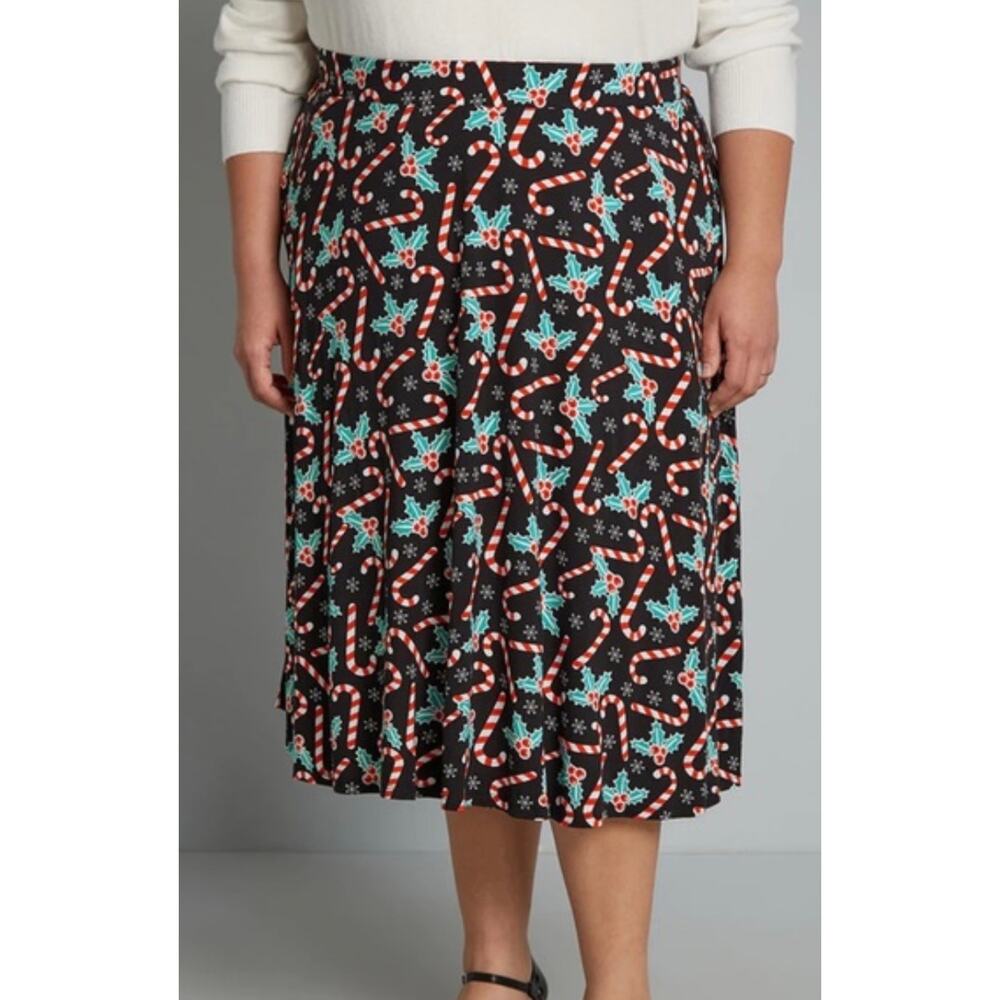 Modcloth Excellence Attained Christmas Candy Cane A-line Midi Skirt S NWT